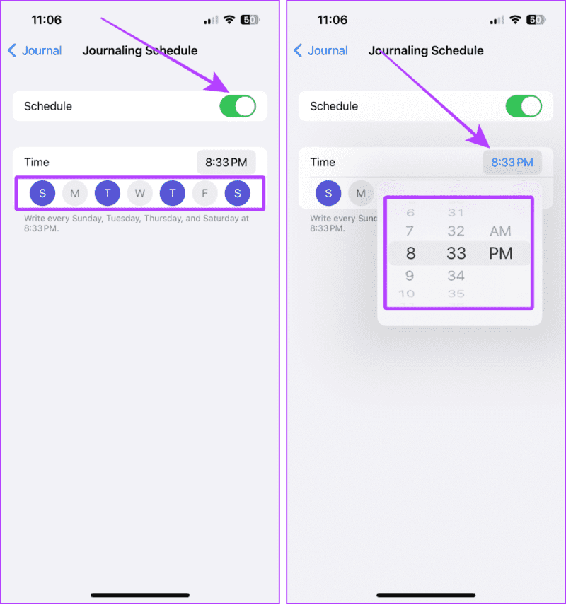 Journal-Schedule-Settings-iPhone كيفية استخدام تطبيق Journal على هاتفك iPhone