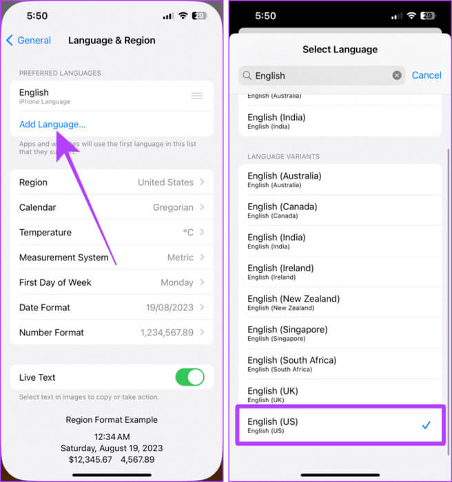 Language-Region-Settings-iPhone-768x820-1 كيفية استخدام البريد الصوتي (الناقل والمباشر) على iPhone