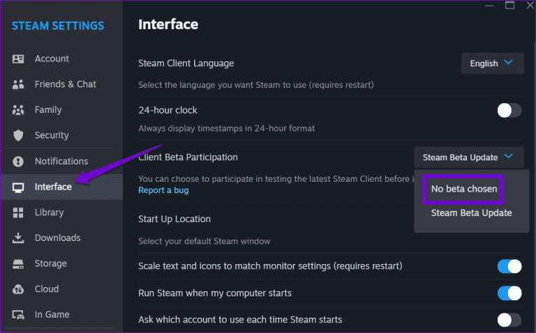 Leave-Steam-Beta-768x478-1 أفضل 7 إصلاحات لعدم عمل Steam Overlay في Windows