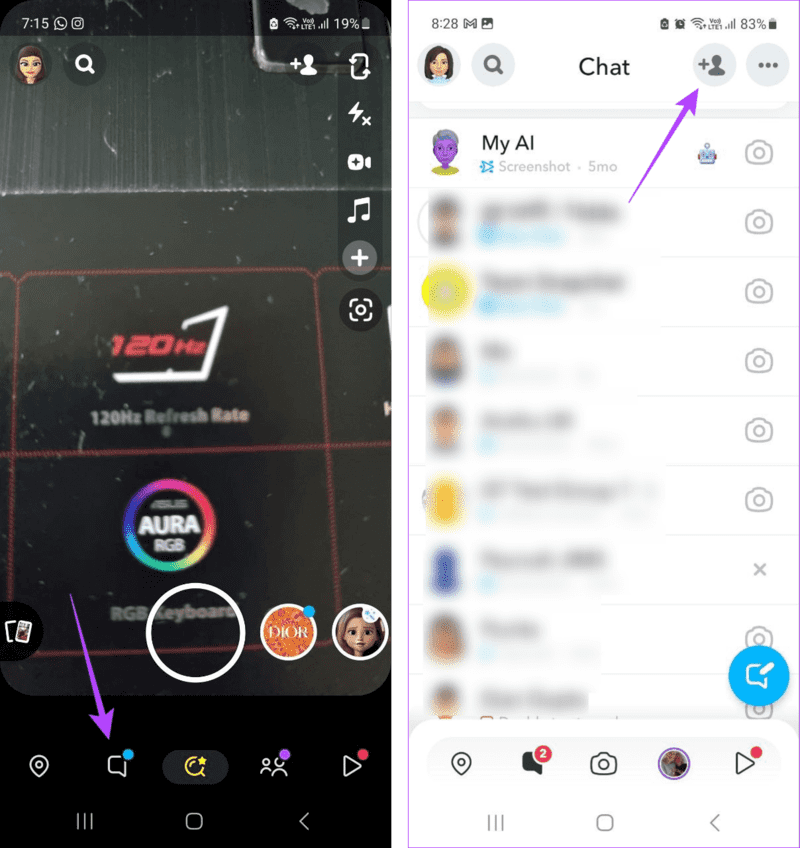 Open-Add-friend كيفية رؤية الأصدقاء المحذوفين على Snapchat
