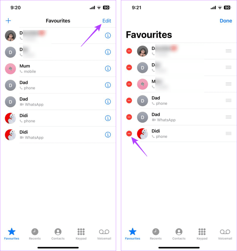 Open-Edit-settings كيفية إضافة أو إزالة جهات الاتصال من المفضلة على iPhone