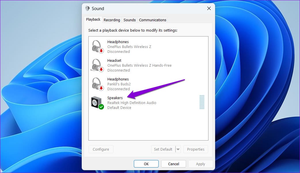 Open-Speaker-Properties-in-Windows أفضل 7 إصلاحات لاستمرار تغير جهاز الصوت الافتراضي على Windows