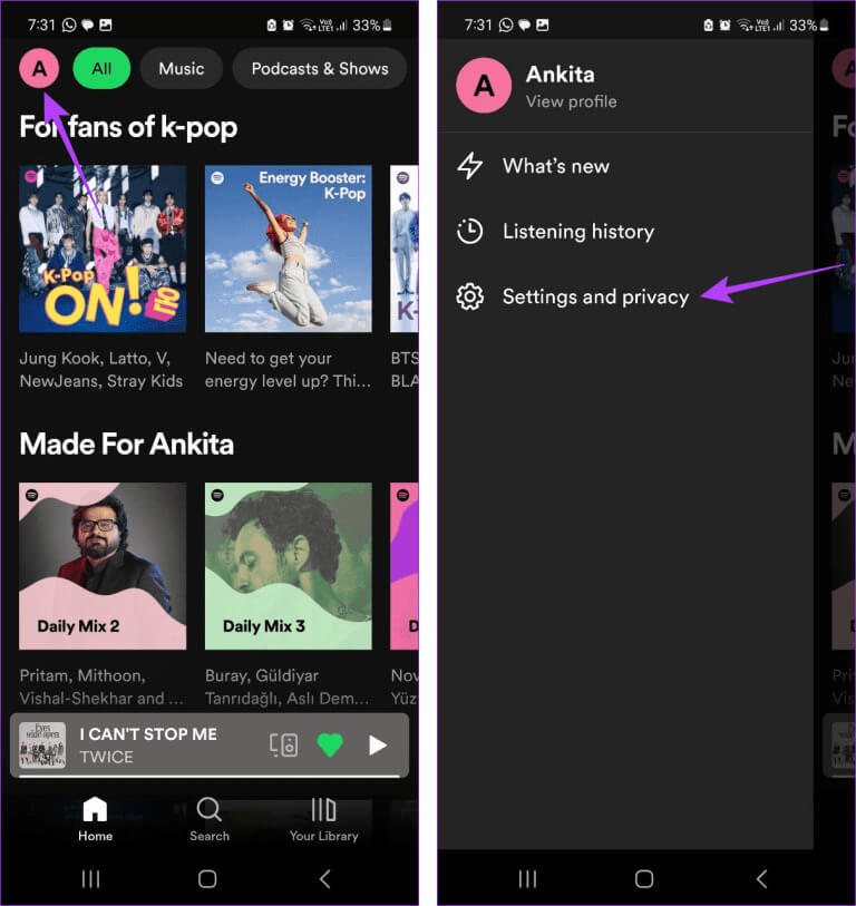 Open-Spotify-Settings-3-768x813-1 8 طرق لإصلاح عدم ظهور Spotify Wrapped على تطبيق الهاتف المحمول