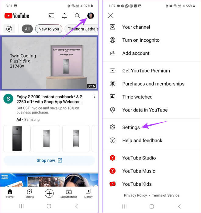 Open-YouTube-settings-1 لماذا تكون شاشة YouTube الرئيسية فارغة وكيفية إصلاحها