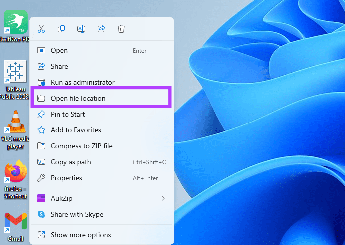 Open-file-location-1 أفضل 7 إصلاحات لعدم عمل اختصارات سطح المكتب على Windows 11