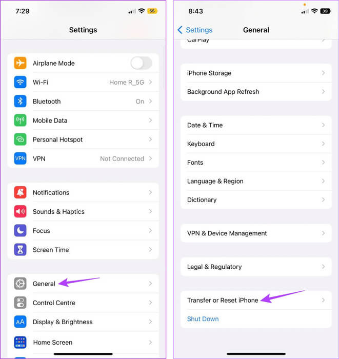 Open-iPhone-Reset-Settings-8 10 طرق لإصلاح خطأ فشل AirDrop في حفظ العنصر على iPhone
