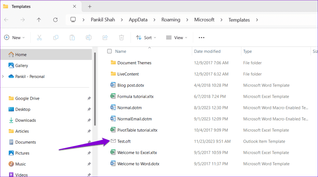 Outlook-Templates-on-Windows-1024x570-1 أهم 5 إصلاحات لفقدان قوالب البريد الإلكتروني في Microsoft Outlook