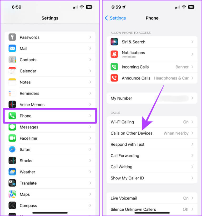 Phone-Settings-iPhone-1-768x820-1 أفضل 5 طرق لإيقاف تشغيل Ringer (المكالمات الهاتفية) على Mac