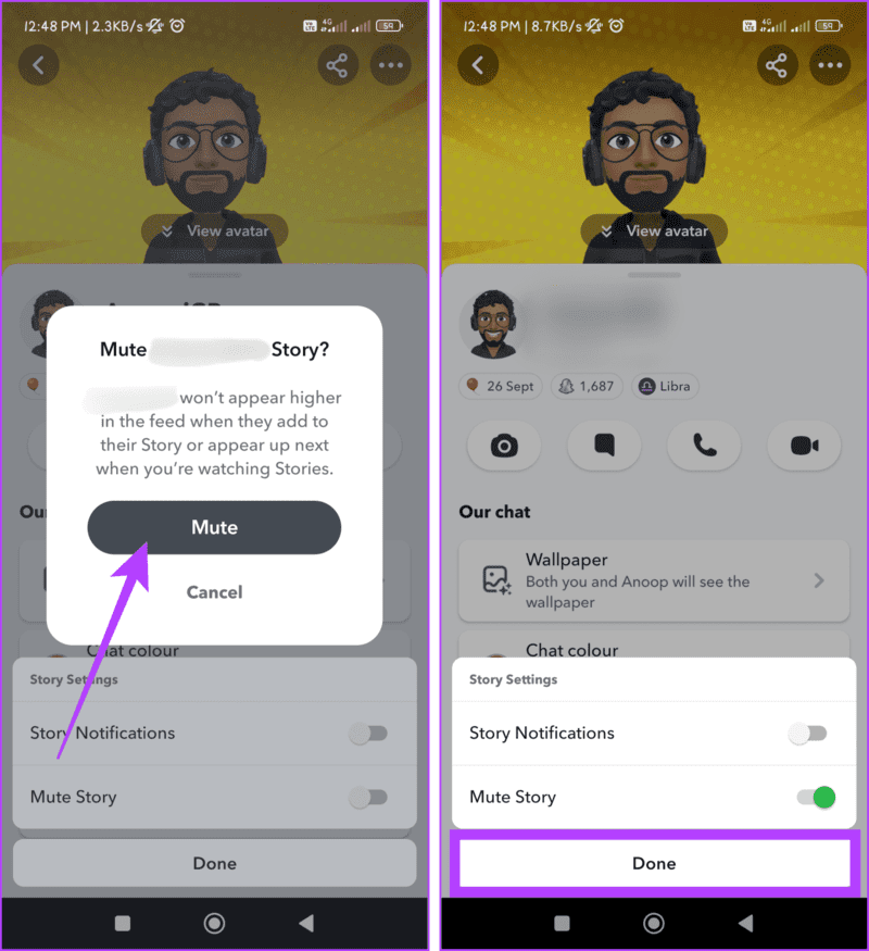 Press-Mute-in-the-pop-up-and-tap-the-Done-button-1405x1536-1 كيفية كتم صوت شخص ما على Snapchat