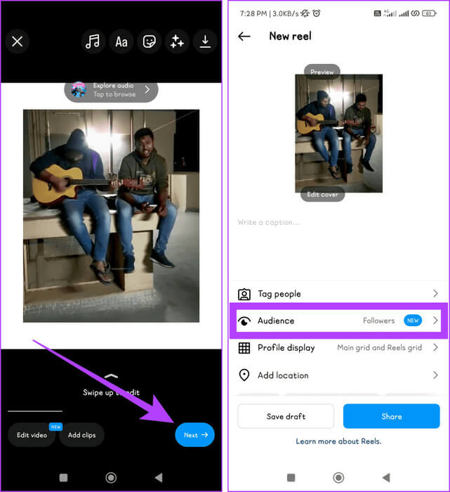 Press-the-Next-button-and-go-to-Audience-937x1024-1 كيفية مشاركة منشورات ومقاطع وقصص Instagram مع الأصدقاء المقربين فقط