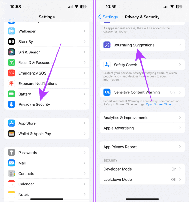 Privacy-Security-Settings-iPhone-2 كيفية استخدام تطبيق Journal على هاتفك iPhone