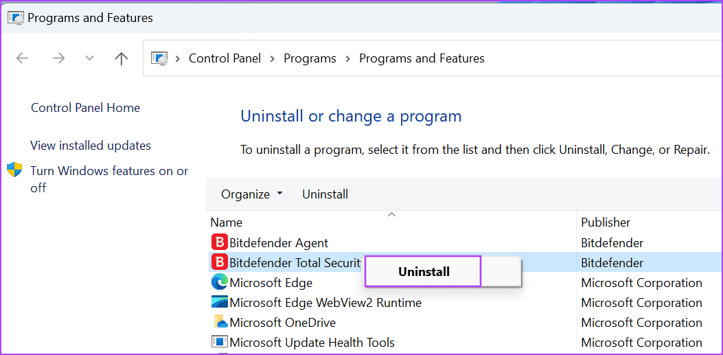 Remove-the-Third-Party-Antivirus-Program أفضل 7 إصلاحات لخطأ "توقف المضيف الأصلي عن العمل" في Windows 11