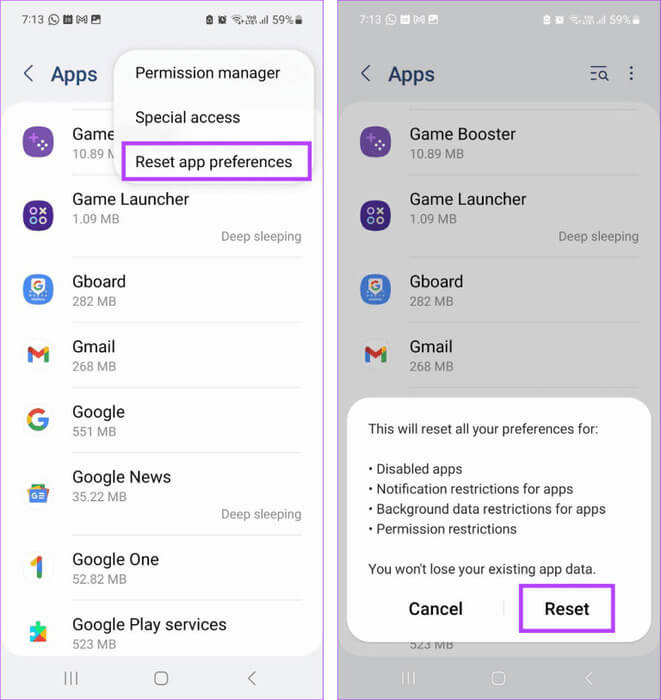 Reset-App-Preferences-768x813-1 8 إصلاحات لخطأ لا يوجد إذن لتمكين الكتابة الصوتية على Android