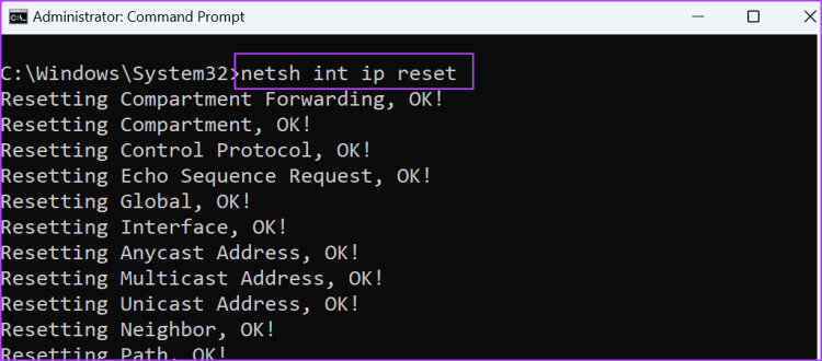 Reset-Windows-TCP-IP-1-750x330-1 9 إصلاحات لخطأ "لا يمكن الاتصال بهذه الشبكة" على Windows 11