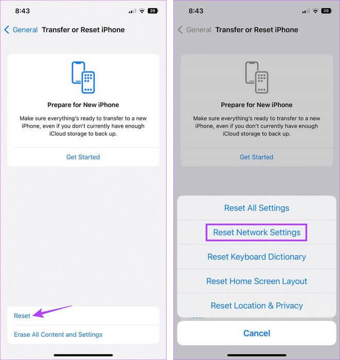 Reset-iPhone-Network-Settings-2 10 طرق لإصلاح خطأ فشل AirDrop في حفظ العنصر على iPhone