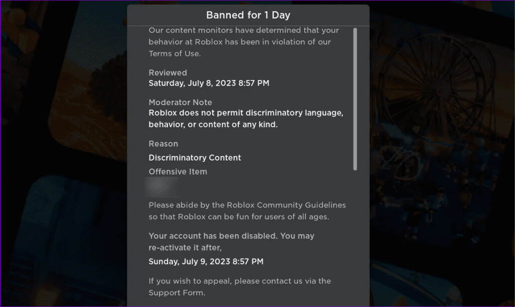 Roblox-Ban-Dialog-Box-1-1024x610-1 أفضل 8 إصلاحات لعدم إمكانية الانضمام إلى ألعاب Roblox