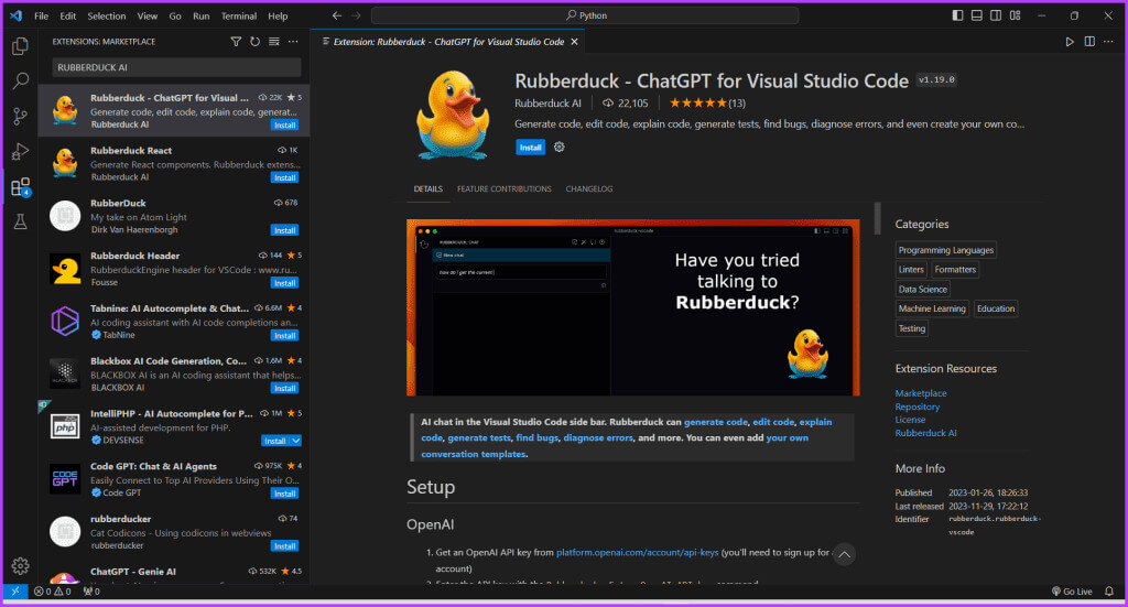 Rubberduck-AI-ChatGPT-plugin-for-VS-Code-1024x551-1 8 أفضل ملحقات ChatGPT لـ VS Code