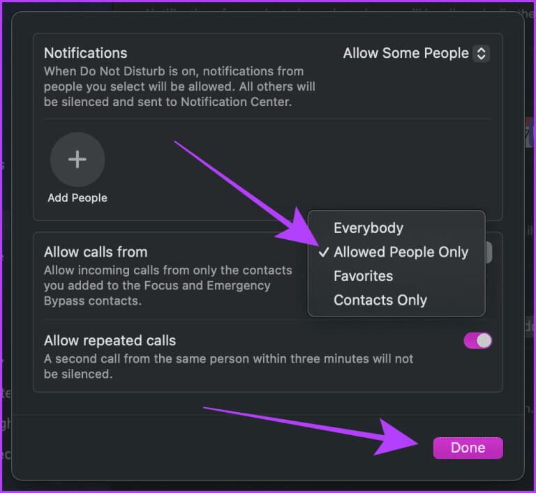 Save-Customized-Focus-Settings-768x707-1 أفضل 5 طرق لإيقاف تشغيل Ringer (المكالمات الهاتفية) على Mac