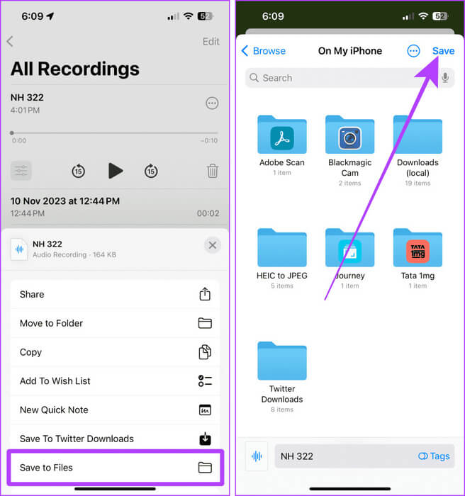 Save-Voice-Memo-to-Files 5 طرق لنسخ المذكرات الصوتية على iPhone
