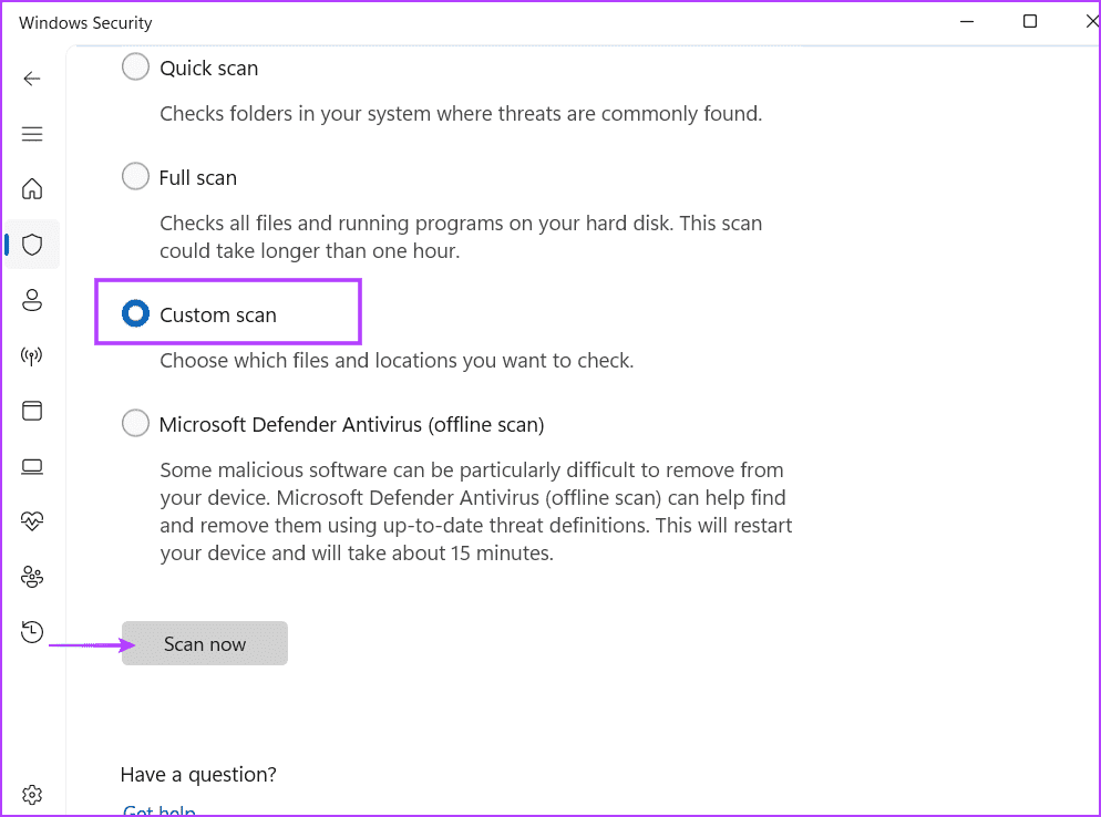 Scan-the-Drive-For-Malware-6 أفضل 7 إصلاحات لخطأ الفيروس "لم تكتمل العملية بنجاح" في Windows 11