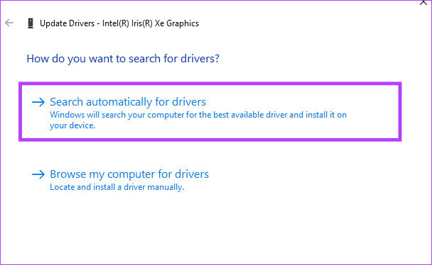 Search-automatically-for-drivers-7 أفضل 9 إصلاحات لمشكلة شاشة الموت الزرقاء عند ممارسة الألعاب على Windows 11