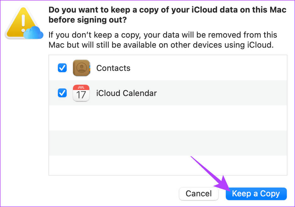 Select-Keep-a-Copy 7 طرق لإصلاح عدم مزامنة iCloud Calendar مع Mac