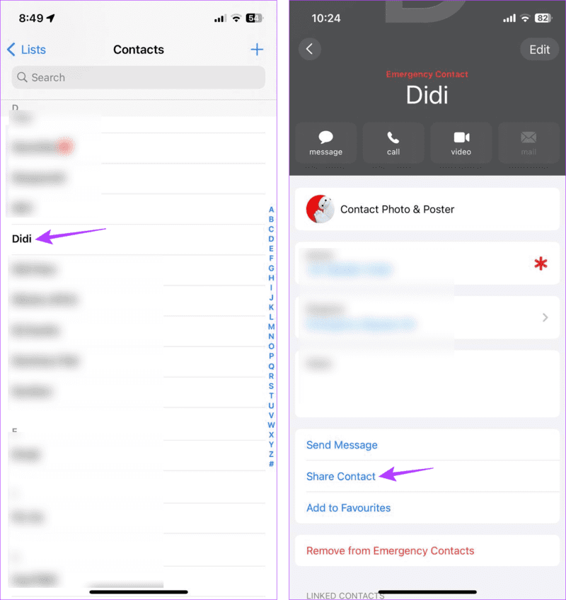 Select-Share-contact هل يمكنك إخفاء جهات الاتصال على جهازك iPhone : إليك 7 طرق رائعة