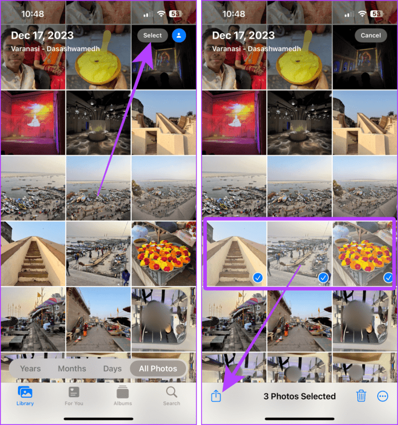 Select-and-Share-Photos كيفية استخدام تطبيق Journal على هاتفك iPhone