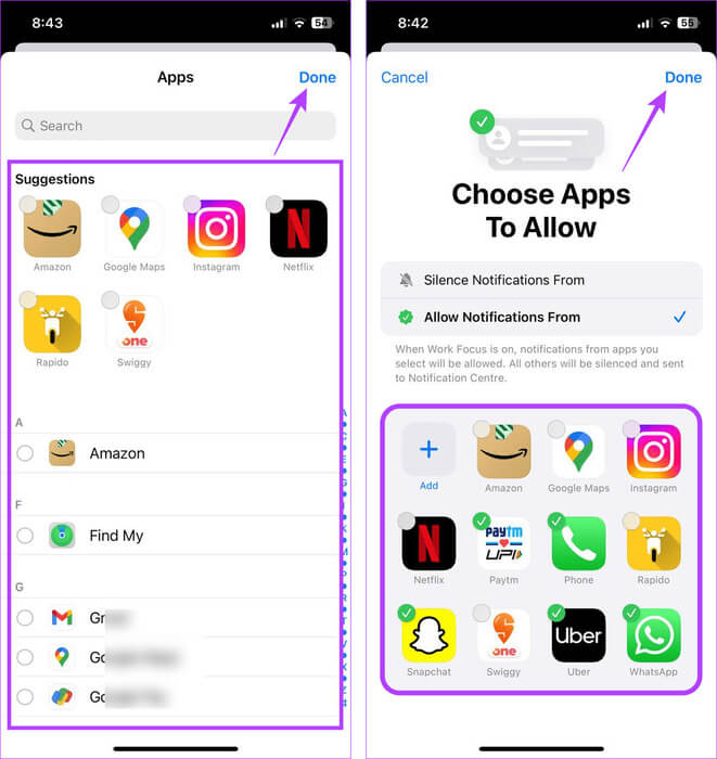 Select-apps-for-Focus-Mode ما هي الإشعارات الحساسة للوقت على iPhone