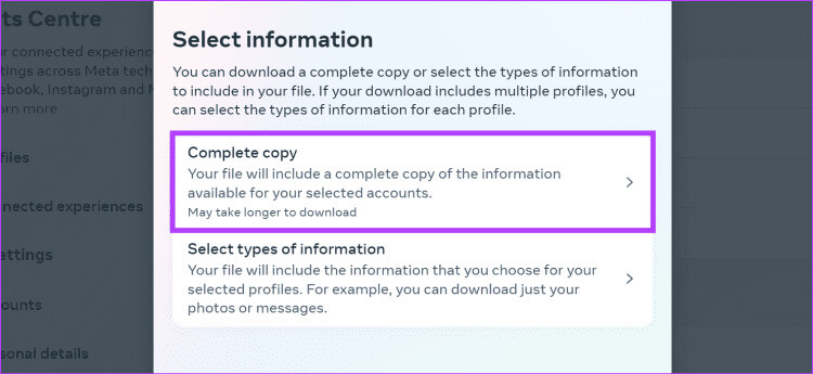 Select-information-type-750x345-1 هل يمكن استعادة رسائل Facebook المحذوفة
