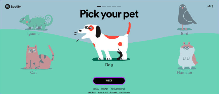 Select-your-animal-750x322-1 كيفية إنشاء قائمة تشغيل للحيوانات الأليفة على Spotify