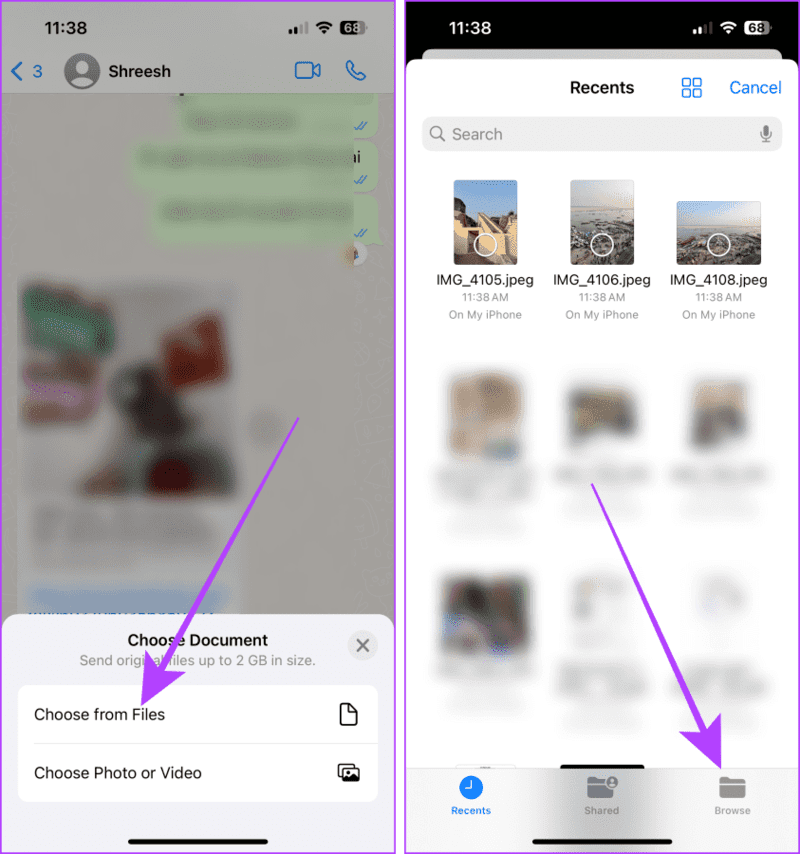 Send-Photos-as-Documents-From-Files 4 طرق لإرسال الصور كمستندات على WhatsApp باستخدام iPhone