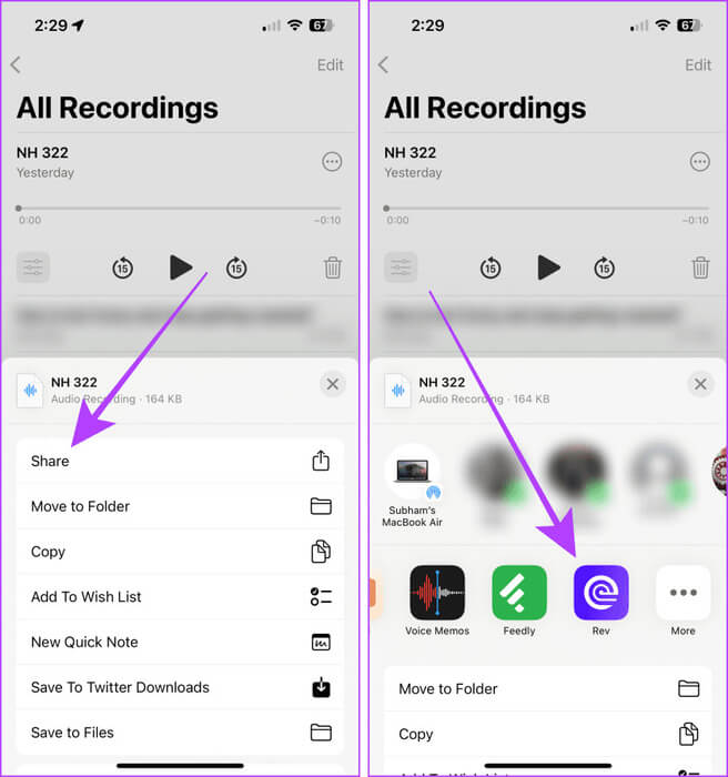 Share-a-Voice-Memo 5 طرق لنسخ المذكرات الصوتية على iPhone