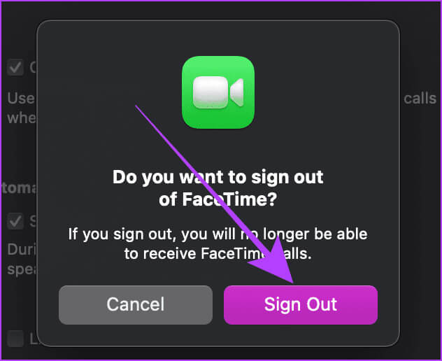 Sign-Out-of-FaceTime-on-Mac أفضل 5 طرق لإيقاف تشغيل Ringer (المكالمات الهاتفية) على Mac