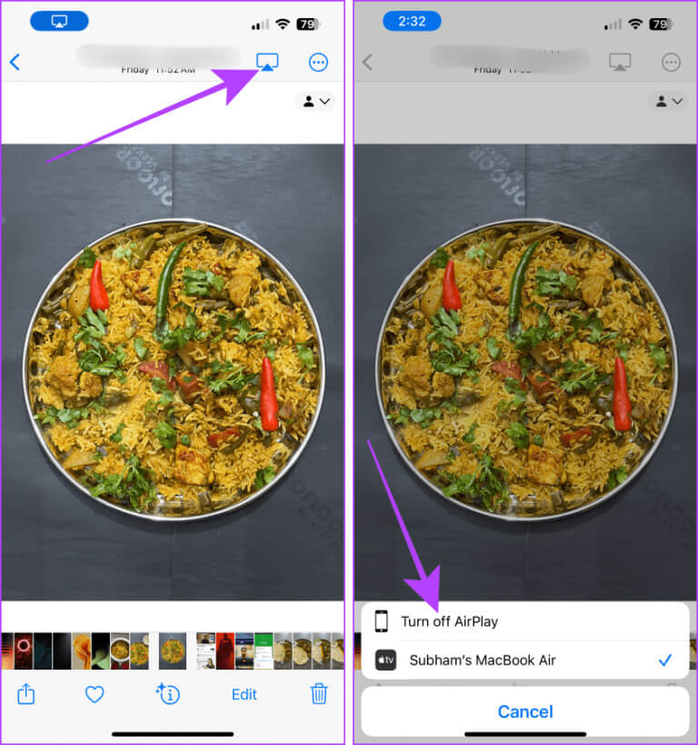 Stop-AirPlay-Photos-iPhone-768x820-1 طريقتان لعكس شاشة iPhone على Mac