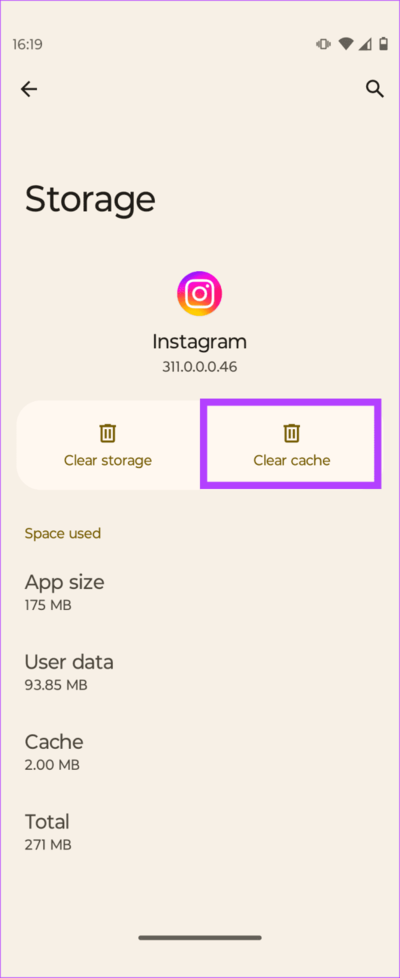 Tap-Clear-Cache-3-628x1536-1 9 طرق لإصلاح تجمد وتوقف مقاطع الفيديو في قصص ومنشورات Instagram