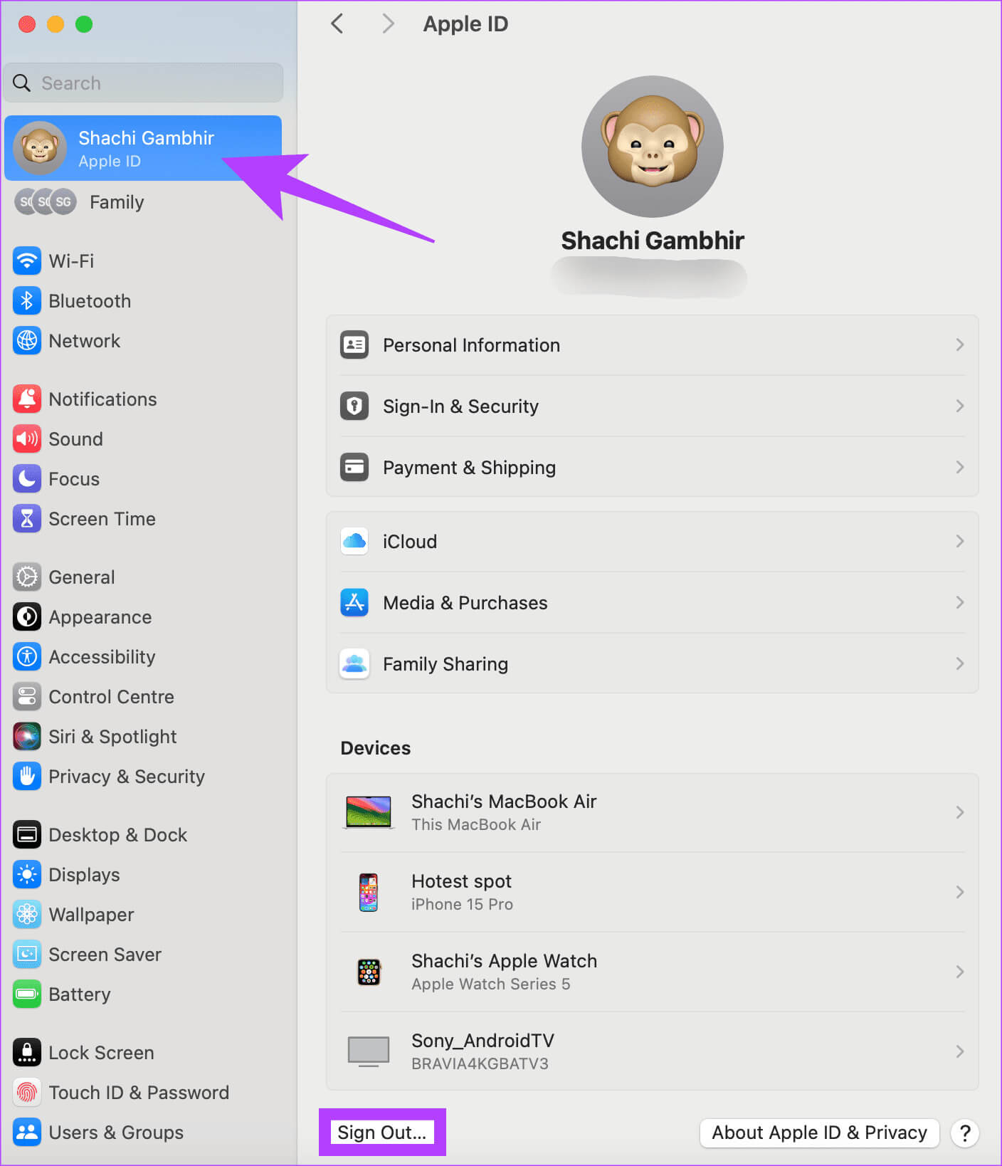 Tap-Sign-Out-Settings 7 طرق لإصلاح عدم مزامنة iCloud Calendar مع Mac
