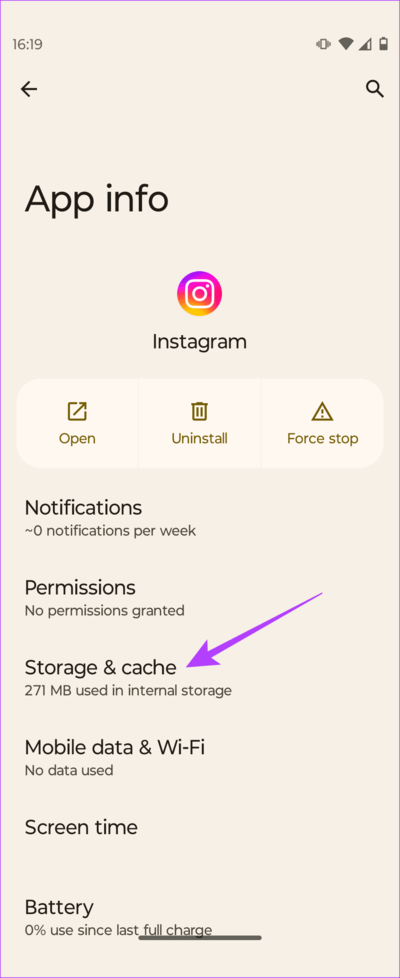 Tap-Storage-and-cache-2 9 طرق لإصلاح تجمد وتوقف مقاطع الفيديو في قصص ومنشورات Instagram