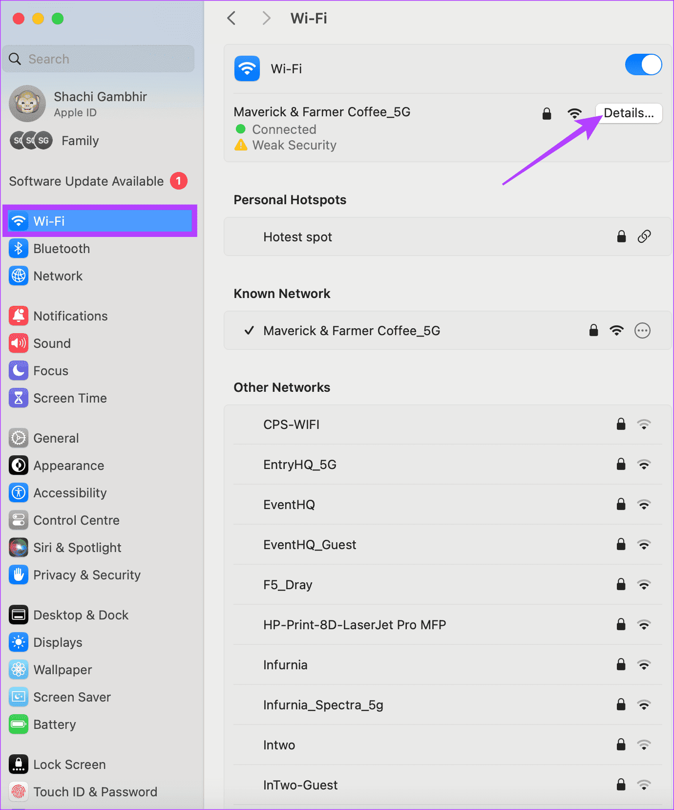 Tap-Wi-Fi-Settings 9 طرق لإصلاح عدم تحميل بعض مواقع الويب على Mac