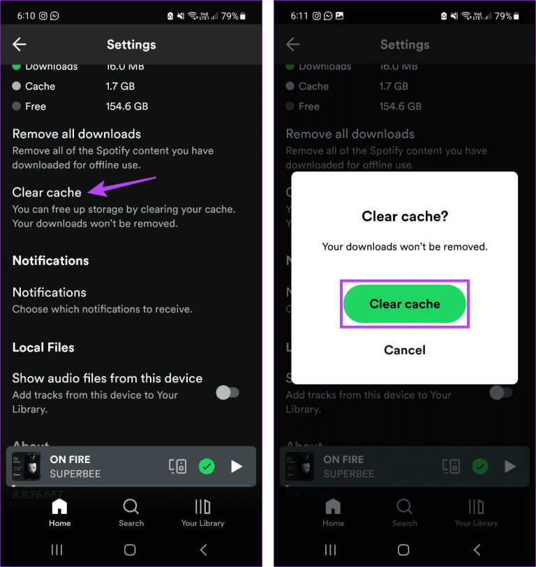 Tap-on-Clear-Cache-3-768x813-1 8 طرق لإصلاح عدم ظهور Spotify Wrapped على تطبيق الهاتف المحمول