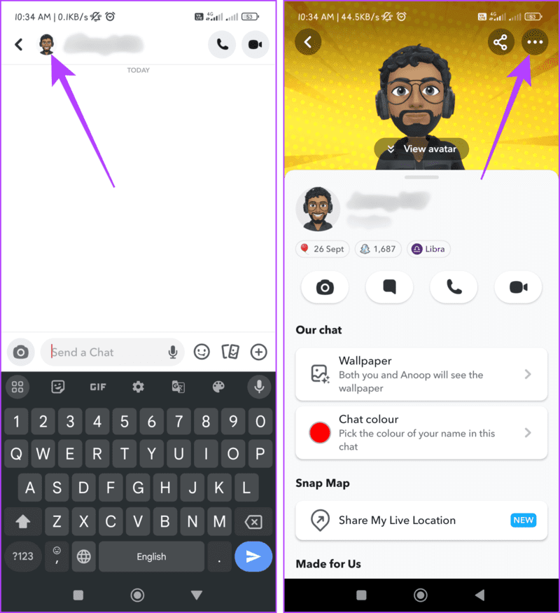 Tap-the-profile-picture-and-select-the-three-dot-icons-1405x1536-2 كيفية كتم صوت شخص ما على Snapchat
