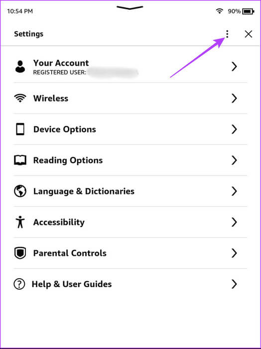 Tap-three-vertical-dots-in-top-right-corner-of-kindle-768x1025-1 أفضل 4 إصلاحات لعدم مزامنة كتب Kindle بين الأجهزة