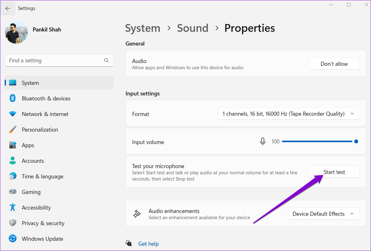 Test-Microphone-on-Windows أفضل 7 إصلاحات لعدم عمل دردشة Roblox على Windows