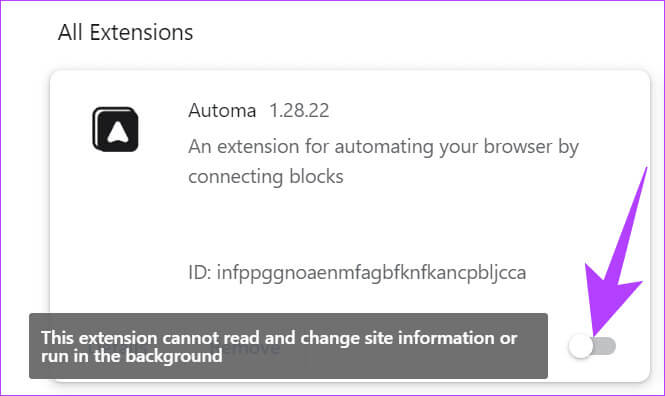 Toggle-off-the-extension-you-want-to-disable 7 طرق لإصلاح عدم عمل ذكريات Facebook