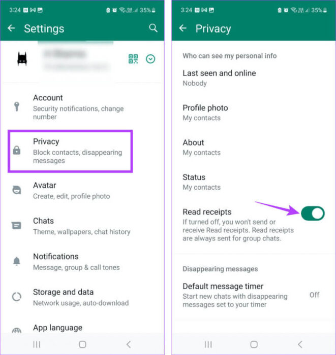 Turn-off-read-Receipts-768x813-1-e1705701097664 هل يمكنك رؤية حالة WhatsApp دون أن يعرف أحد