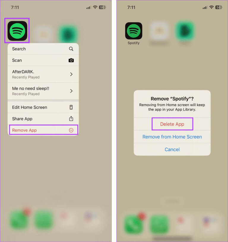 Uninstall-Spotify-on-iPhone-3-768x813-1 8 طرق لإصلاح عدم ظهور Spotify Wrapped على تطبيق الهاتف المحمول