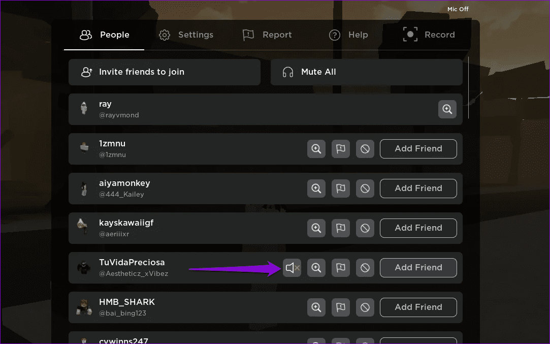 Unmute-User-in-Roblox-Game أفضل 7 إصلاحات لعدم عمل دردشة Roblox على Windows
