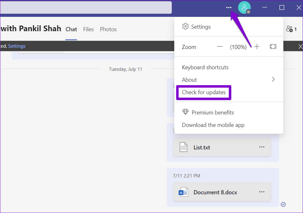 Update-MS-Teams-App أفضل 7 إصلاحات لعدم عمل التدقيق الإملائي في Microsoft Teams على Windows