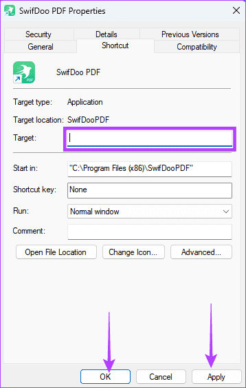 Update-target-field أفضل 7 إصلاحات لعدم عمل اختصارات سطح المكتب على Windows 11