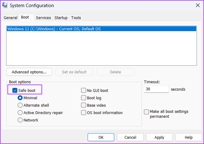 Use-Safe-Mode-to-Complete-the-Operation-2 أفضل 7 إصلاحات لخطأ الفيروس "لم تكتمل العملية بنجاح" في Windows 11